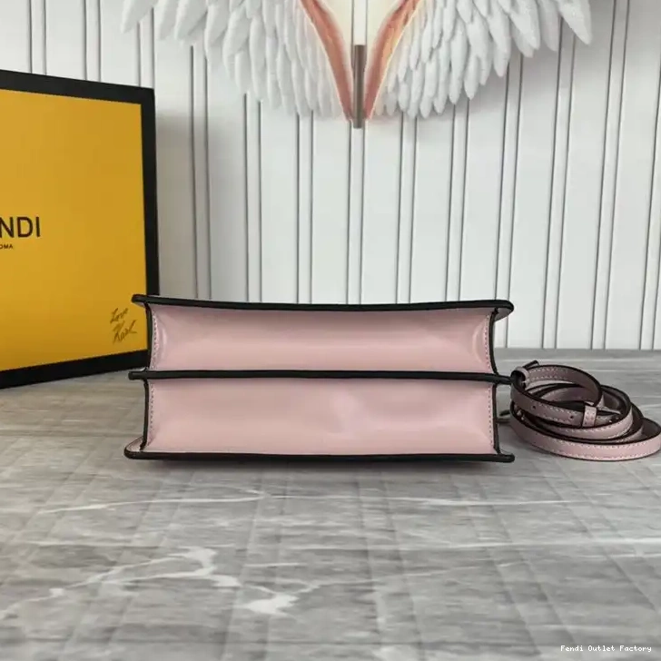 Cheap HOT Peekaboo Bag In Cherry Fendi Cut Leather Calf Mini 0403